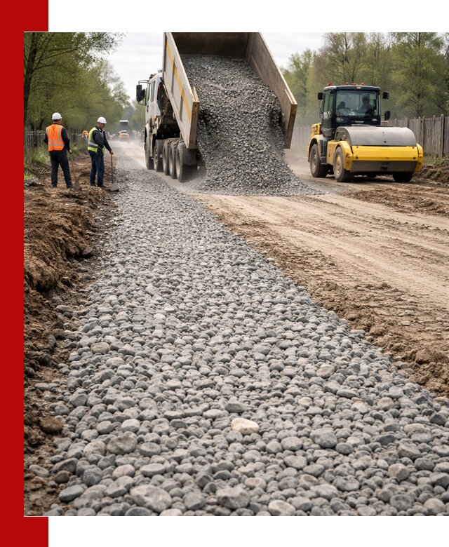 Доставка щебня для отсыпки дорог в Ярославле высокого качества