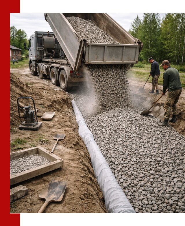 Гравий для дренажа с доставкой в Ярославле качественный и недорогой