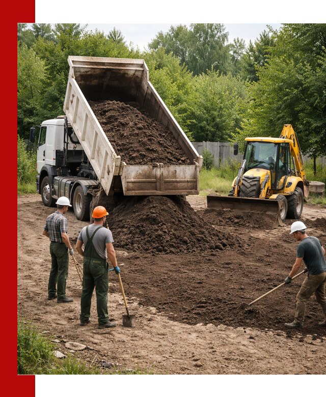 Доставка и укладка грунта для выравнивания участка в Ярославле