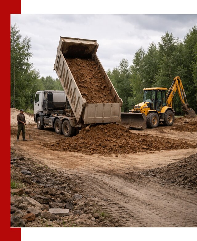 Доставка суглинка самосвалами в Ярославле подсыпка и планировка