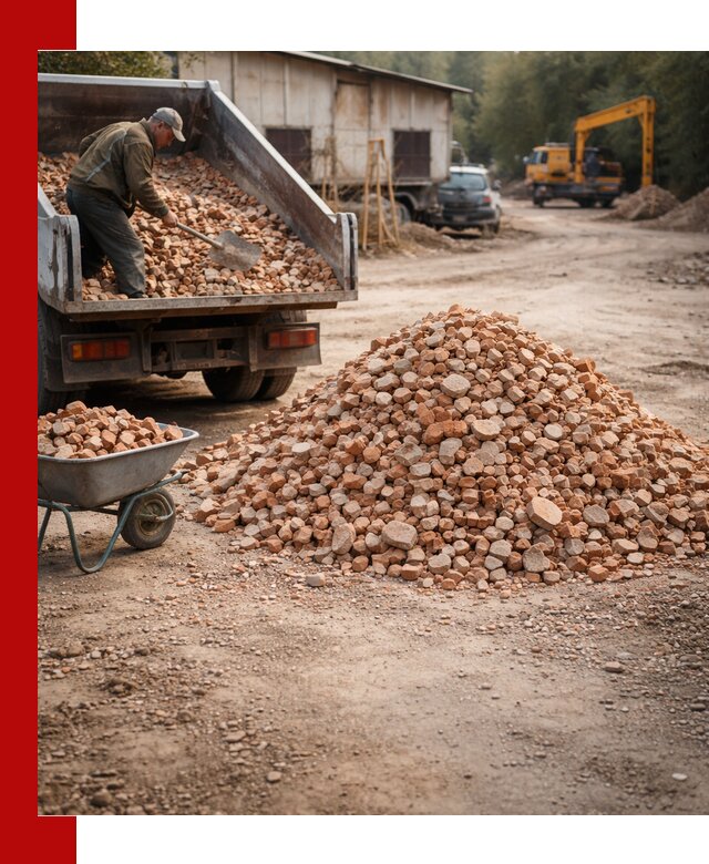 Доставка и подушка из боя кирпича с разгрузкой в Ярославле