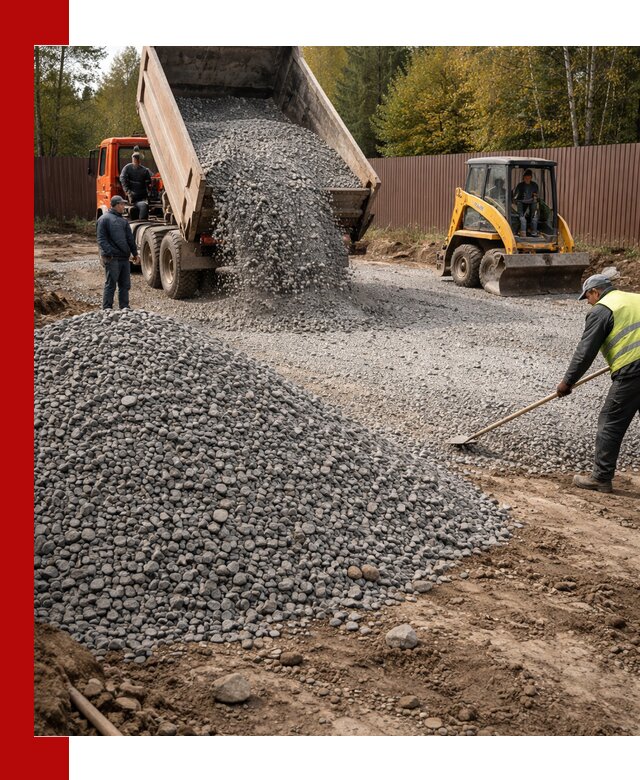 Отсыпка участка щебнем с доставкой и уплотнением в Ярославле