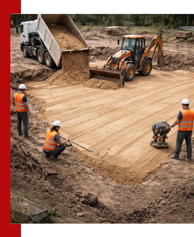 Устройство песчаной подушки для фундаментов и дорог в Ярославле